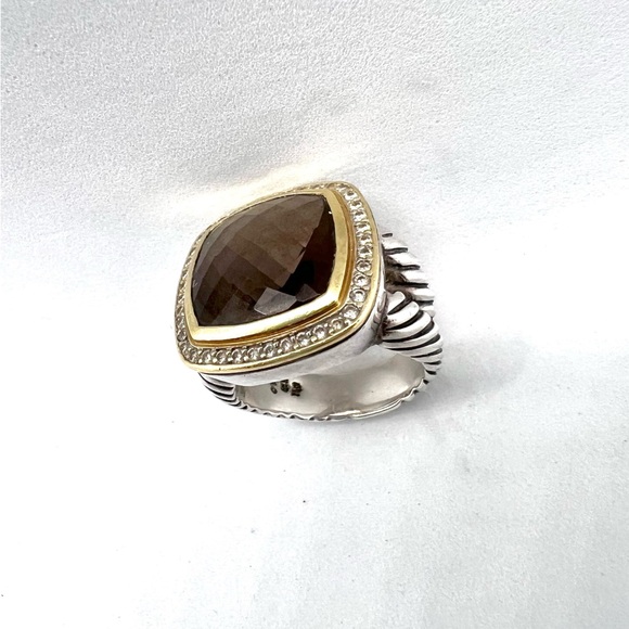 David Yurman Albion 14mm Smoky Quartz Ring with Diamonds and Gold - Picture 11 of 14